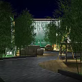 Check-in at Cozy Night Garden with Bamboo Trees and Outdoor Lighting