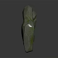 Two Natural Stone Pieces With Wood Like Texture And Green Veins On Rough Surface