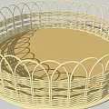Handwoven Natural Bamboo Circular Basket With Intricate Weave Design For Storage