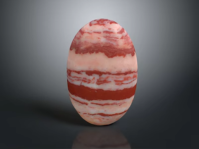 Unique Natural Wood Stone Decorative Sculpture With Red White Striped Texture 3d model
