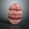 Unique Natural Wood Stone Decorative Sculpture With Red White Striped Texture
