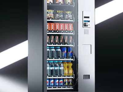 Modern Well Stocked Vending Machine With Assorted Snacks And Cold Beverages 3d model