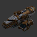 Futuristic Orange Silver Mechanical Vehicle With Cockpit Pipes And Detailed Metallic Parts