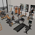 Modern Gym Fitness Equipment With Treadmill Dumbbell Rack Exercise Bike And Bench Press