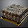 Square Geometric Pattern Tufted Ottoman With Black Legs And Wooden Base