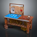 Wooden Functional Workbench with Blue Mat Tools Instruction Manual Photo Frame and Tool Storage Shelves