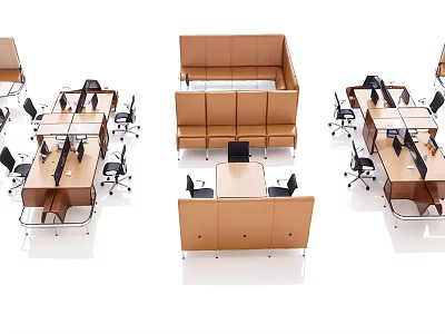 Modern Office Desk Chair Sets With Ergonomic Design And Workspace Layout 3d model