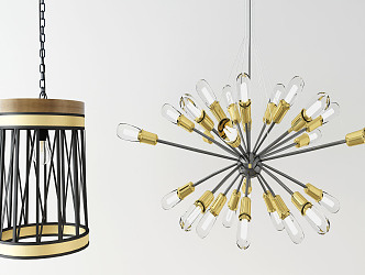 Post-modern chandelier combination lamp 3d model