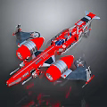 Red Sci Fi Spaceship 3D Model With Multiple Engines And Aerodynamic Wings 3d model