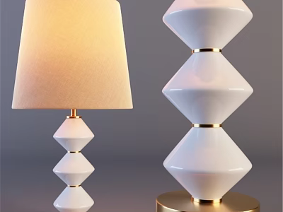 Modern Ceramic Table Lamps With Geometric Design And Gold Accents 3d model