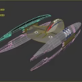 Futuristic Sci-Fi Character Piloting Creature Inspired Gray Spaceship With Blue Red Stripes