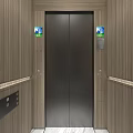 Stylish Elevator Interior Design With Wooden Wall Panels Metal Door And Marble Flooring