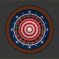 Home Entertainment Roulette Wheel With Wooden Frame Red Blue Sections White Stars And Metal Spindle