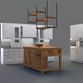 Modern Kitchen Interior Design With White Cabinets And Wooden Island Counter