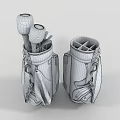 Brown Golf Bag With Golf Clubs And Towel In Durable Leather Portable Design