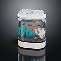 Modern Aquarium Fish Tank With Colorful Fish Blue Coral Sand And Top White Pebbles