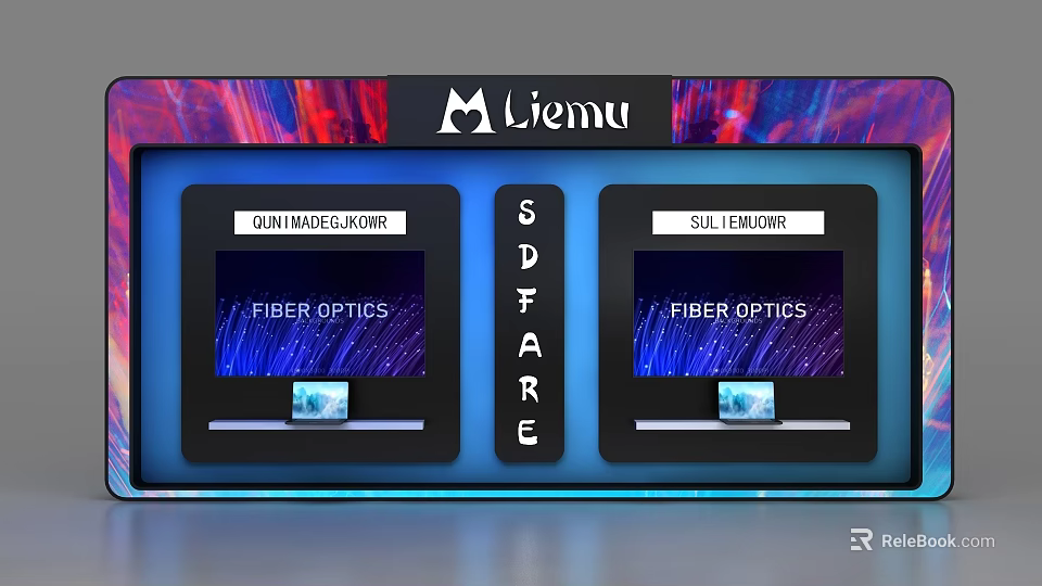 Liemu Colorful Fiber Optics Background Wall With SDFARE And Dual Display Screens 3d model 