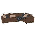 Cozy Brown Sectional Sofa With Decorative Throw Pillows And Soft Blanket 3d model