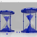 Blue Hourglass Shaped Art Installation With Granules And Structured Base 3d model