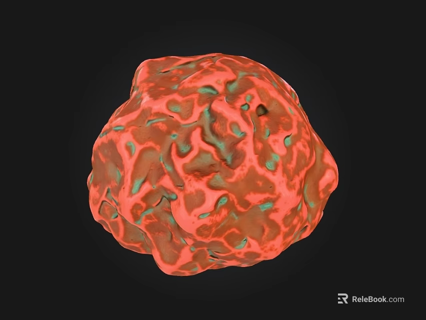 Natural Stone Wood Sphere Featuring Red Green Textures On Black Background 3d model 