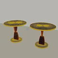 Two Modern Black Side Tables With Round Top And Unique Base Design 3d model