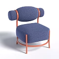 Stylish Blue Fabric Single Sofa With Orange Metal Frame Modern Design 3d model