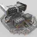 Industrial Intelligent Machine Featuring Metallic Framework Multiple Mechanical Parts And Rotating Platform Base