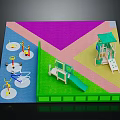 Colorful Children's Play Area Featuring Slide Swings Climbing Structure And Purple Blue Green Yellow Areas