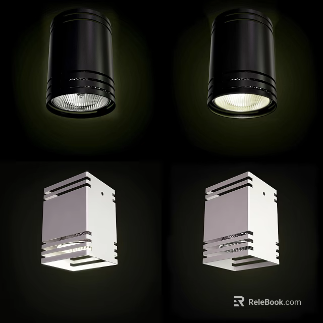 Modern Black And White Downlights And Spotlights With Sleek Design And Bright Lighting 3d model 