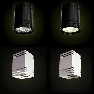 Modern Black And White Downlights And Spotlights With Sleek Design And Bright Lighting 3d model