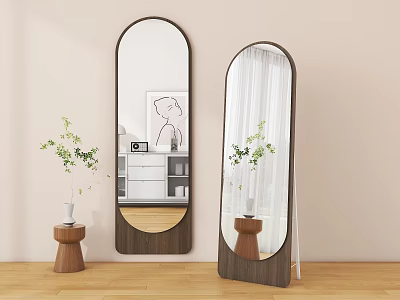 Modern Arched Floor Mirrors Reflecting Home Decor In Living Space 3d model
