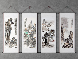 New Chinese Landscape Painting Landscape Decoration Hanging Painting 3d model