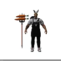 Anthropomorphic Bunny Character With Muscular Build Overalls Bow Tie And Giant Carrot Weapon