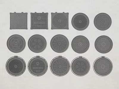 Various Designed Manhole Covers Featuring Different Shapes And Intricate Surface Patterns 3d model