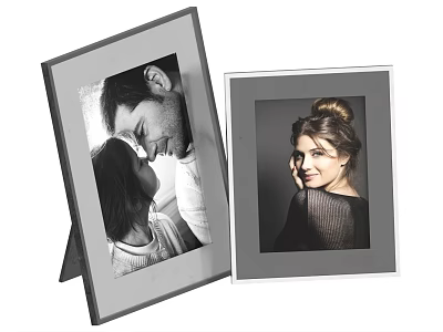 Modern Photo Frames Displaying Black And White Family Photo And Portrait 3d model