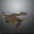 Ancient Wooden Wheeled Siege Weapon With Fire Arrow Launcher Structure 3d model