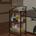 Multi tiered Wooden Metal Shelf Organizing Kitchen Supplies Books and Storage Baskets