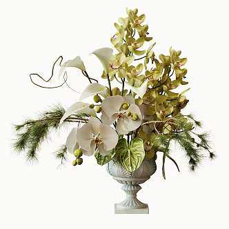 French floral ornaments ceramic vase flowers flower art flower arrangement 3d model