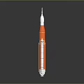 Orange and White Rocket Model With Multiple Stages And Silver Base On Gray Gradient Background 3d model