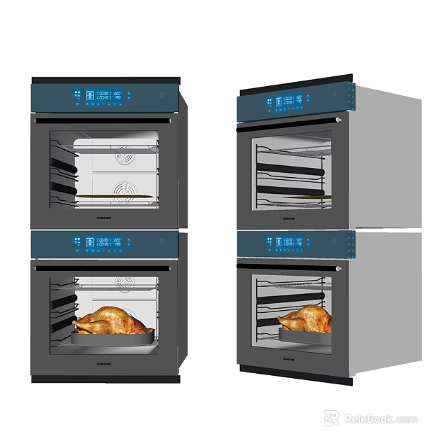 Modern Kitchen Built in Ovens For Efficient Cooking With Roast Chicken 3d model 