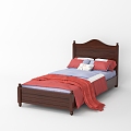 Modern Solid Wood Single Bed 3d model