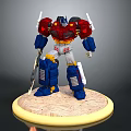 Circular Display Stand Furniture With Red Blue Robot Model Decoration