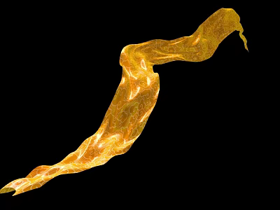 Elegant Golden Flowing Ribbon With Shiny Texture On Black Background 3d model