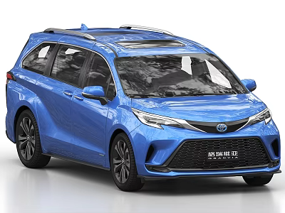 Blue Toyota Sienna MPV With Sunroof Modern Front Fascia And Alloy Wheels 3d model