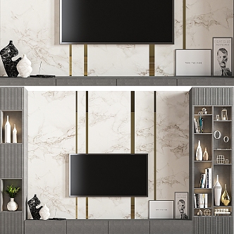 Modern TV background wall 3d model