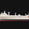 White Ship With Radar Equipment Sailing On Ocean 3d model