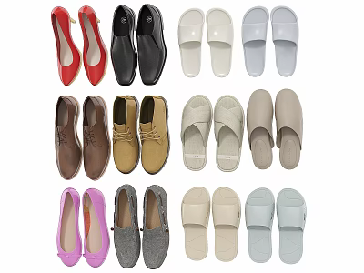 Shoes with High Heels Leather Slippers Casual Styles in Red Black White Gray Brown Pink 3d model