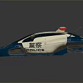 Futuristic Police Car With Sleek Blue And White Design And Emergency Lights