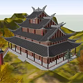 Traditional Chinese Ancient Architecture With Multi story Structure Eaves And Tile Roof In Mountain Scenery