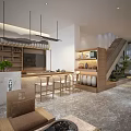 Traditional Tea House Interior Design With Wooden Shelves Tea Sets And Seating Area